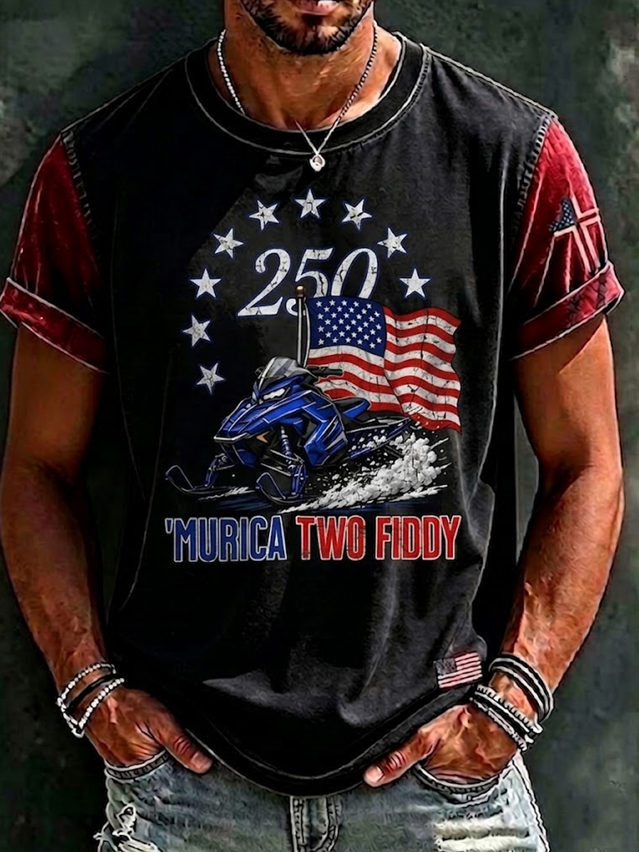 Men'S Retro Two Fiddy Printed T-Shirt
