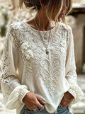 Women'S Faith Flower Art Printed Cotton And Linen Shirt