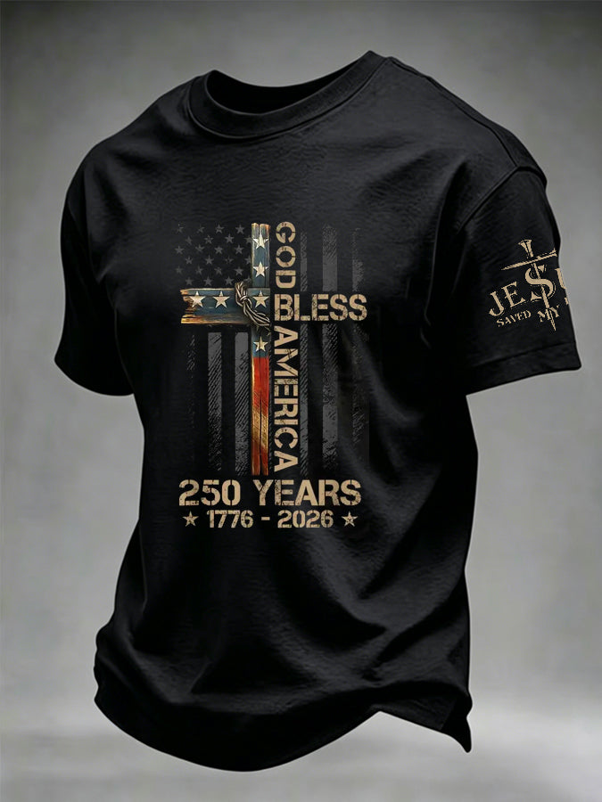 Men's Faith Flag Print Short Sleeve T-Shirt