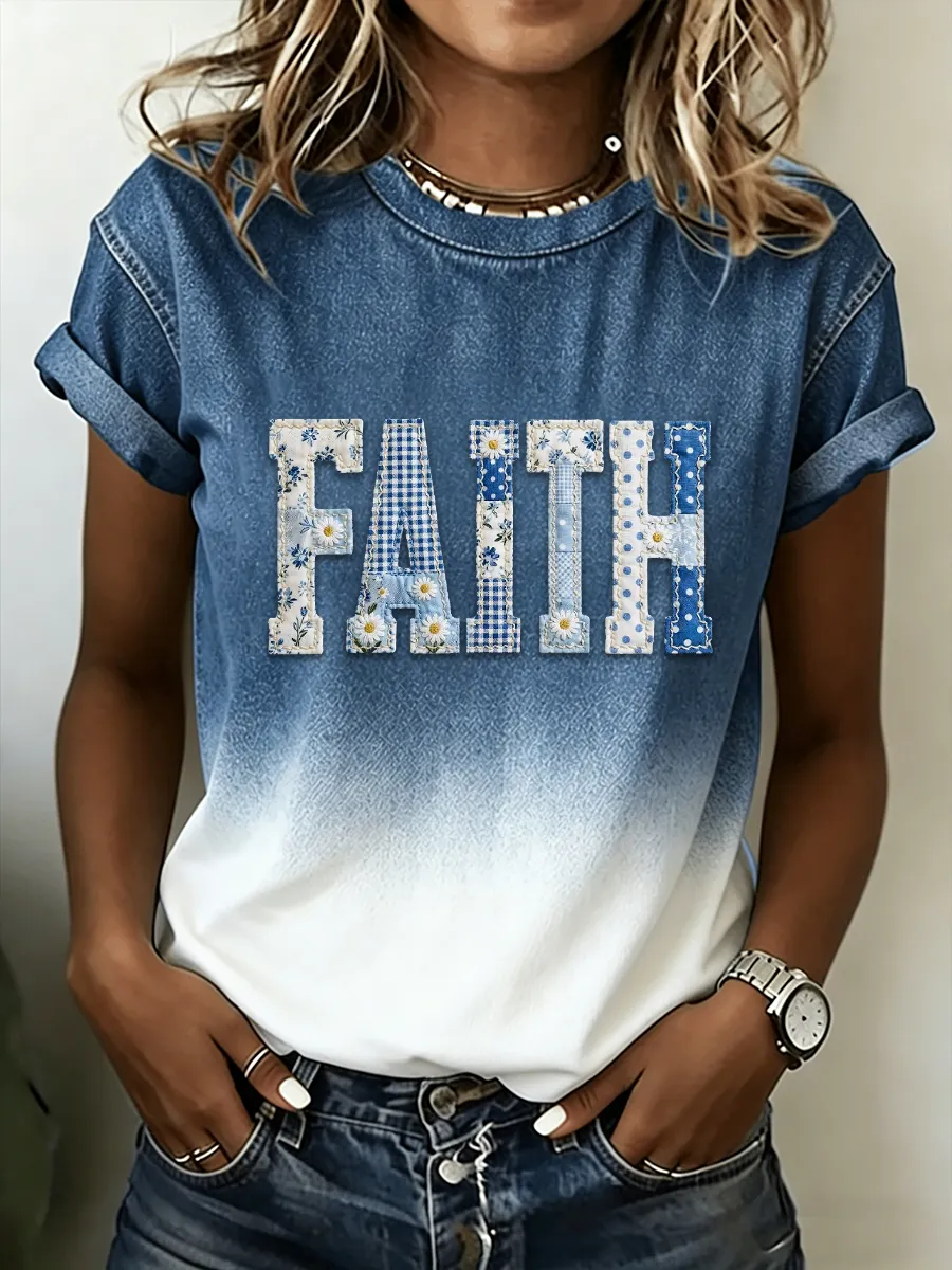 Women'S Faith Flowers Short-Sleeved T-Shirt