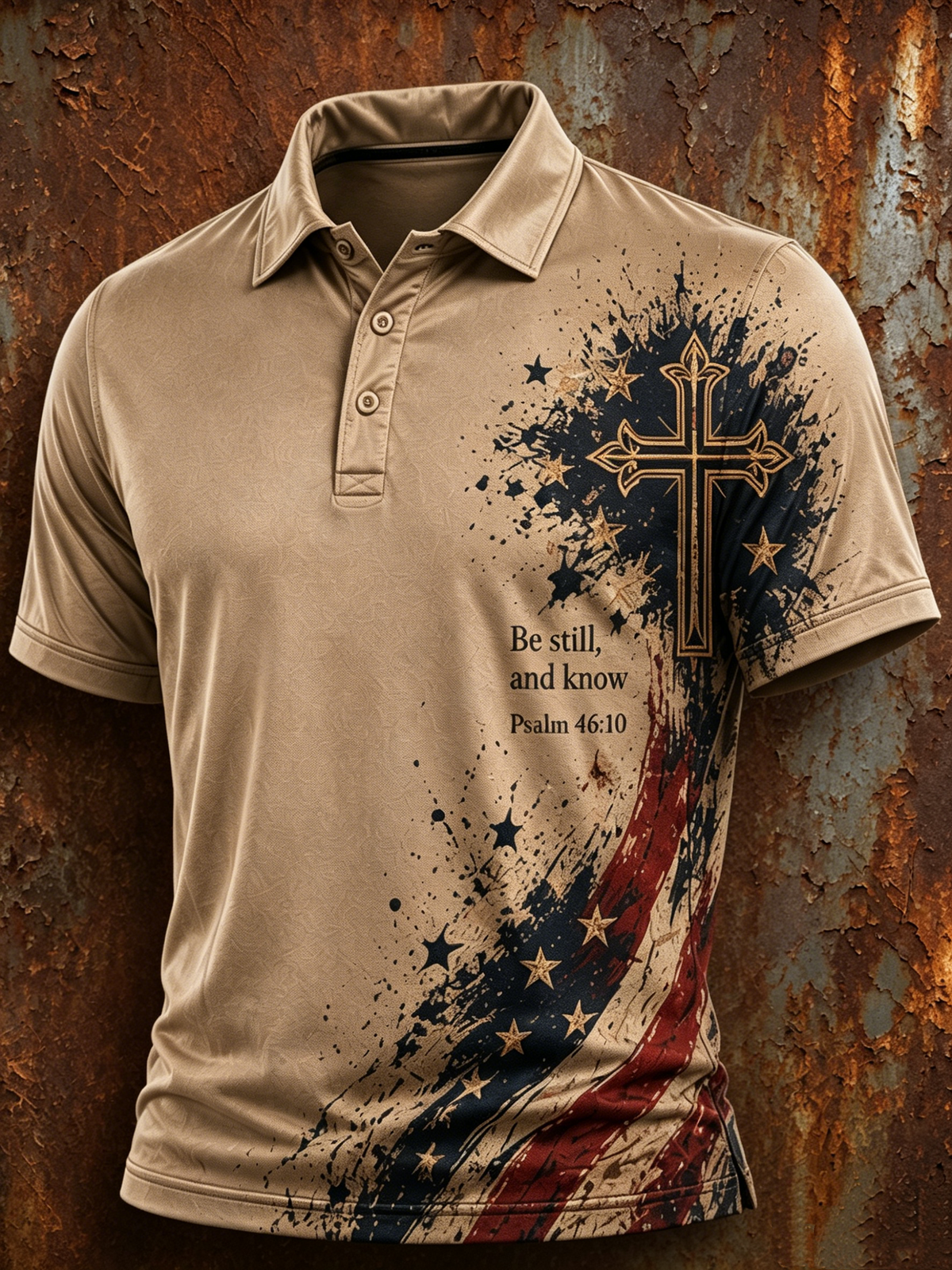 Men'S Faith Pattern Printed Collar Polo Shirt