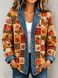 Women'S Retro Butterfly Checkered Printed Jacket