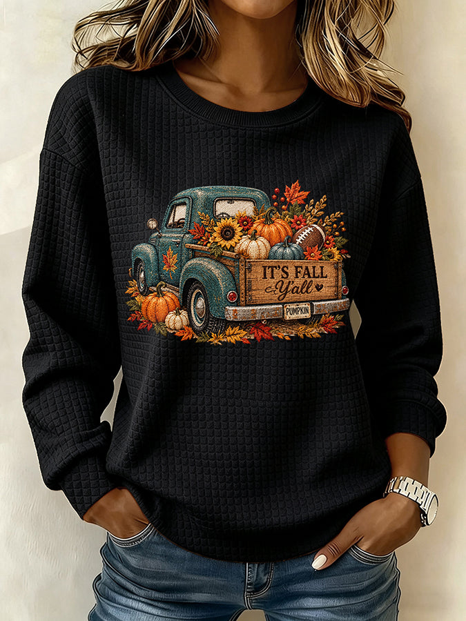 Women'S Autumn Football Fan Square Long Sleeved Round Neck Sports Shirt