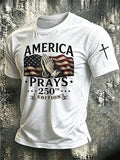 Men's 250th Anniversary Printed Casual Round Neck T-shirt
