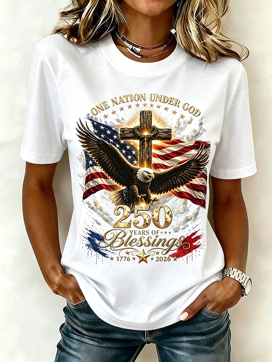 250Th Anniversary Commemorative Faith Printed Round Neck Top In The United States