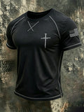 Men'S Faith Cross Printed Round Neck Top