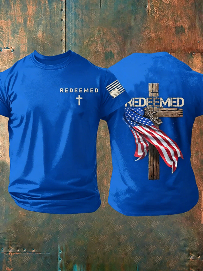 Men'S Faith Cross Flag Printed T-Shirt