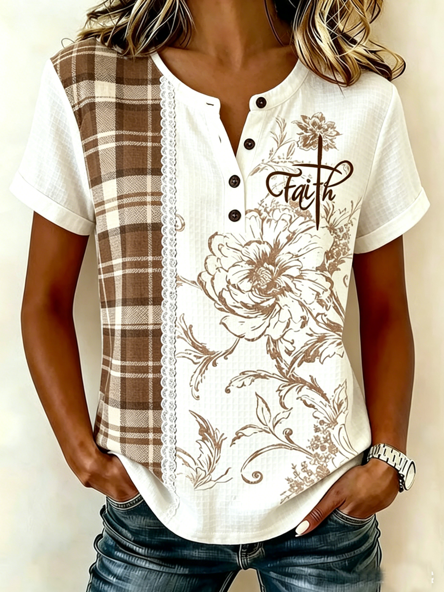 Women's Retro Floral Print Top