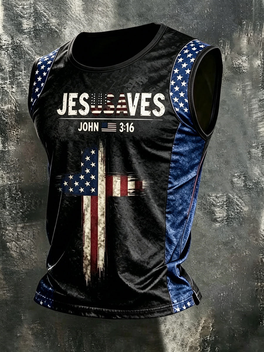 Men'S Camouflage Flag Printed Sleeveless Vest