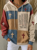 Women's Casual Patchwork Faith Cross Hoodie