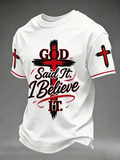 Men'S God Said It I Believe It Cross Print Casual Tee
