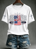 Women's Jesus Saves America Printing T-Shirts