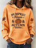 Women'S Pumpkin Kisses & Autumn Wishes Football Hoodie