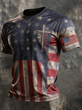 Men'S Faith Independence Day Patriot Round Neck T-Shirt