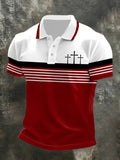 Men'S Faith Cross Print Casual Polo Shirt