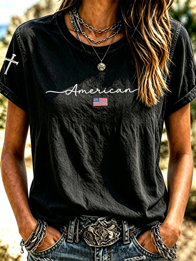 Women's Faith American Flag T-shirt