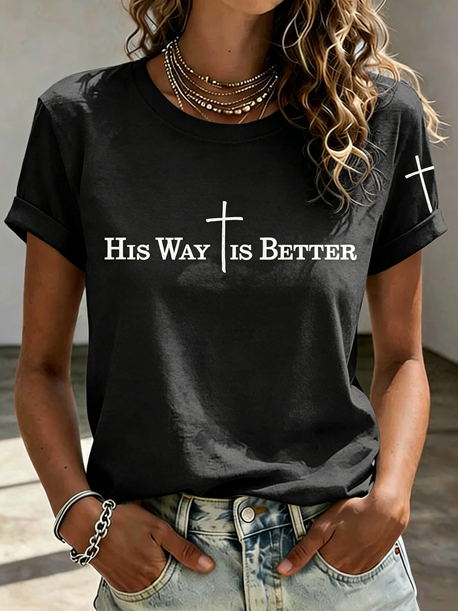 Faith In Jesus Slogan Slogan Commemorative Print Casual T-Shirt