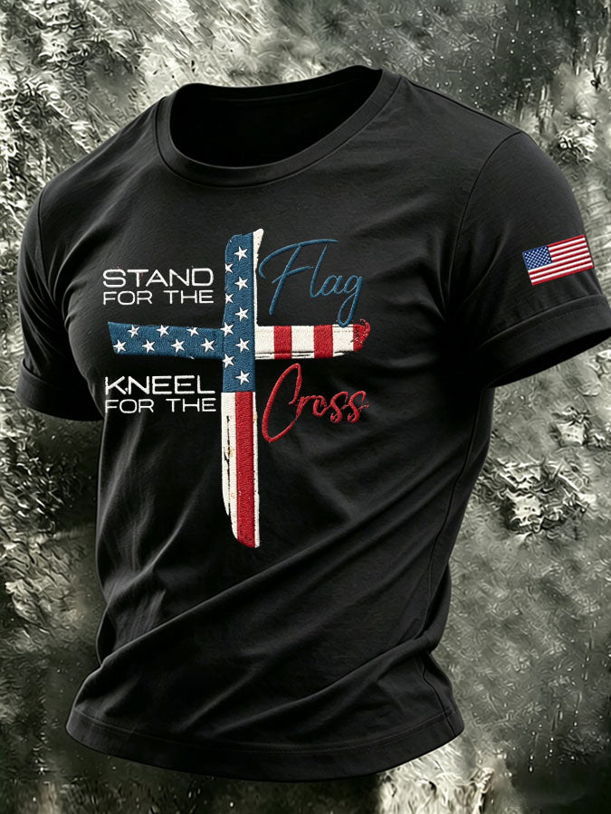 Men's Vintage Stand For The Flag Casual T-shirt