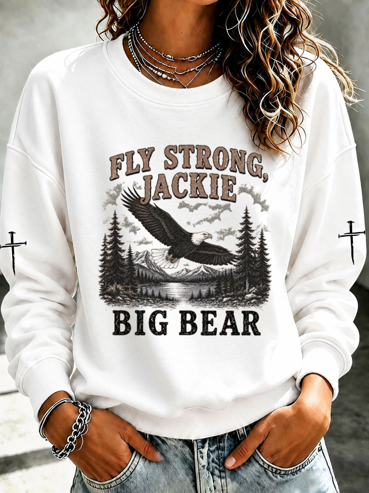 Women'S Fly Strong Jackie Big Bear Printed Sweatshirt