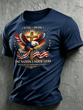 Men'S One Nation Under God Print Casual T-Shirt