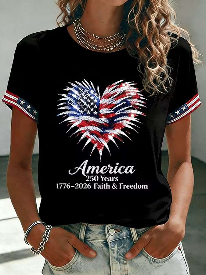 Women'S Casual Patriotic T-Shirt