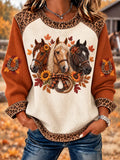 Women'S Horse Printed Casual Long Sleeve Top