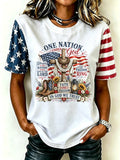 Women's Religious Beliefs Casual Patriotic Printed Short Sleeved T-Shirt