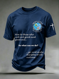 Faith Jesus Cross Embroidered Printed Casual Printed Round Neck T-Shirt