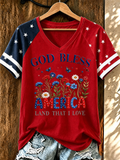 Women'S Retro USA 250Th Anniversary Celebration Printed Casual Shoulder T-Shirt