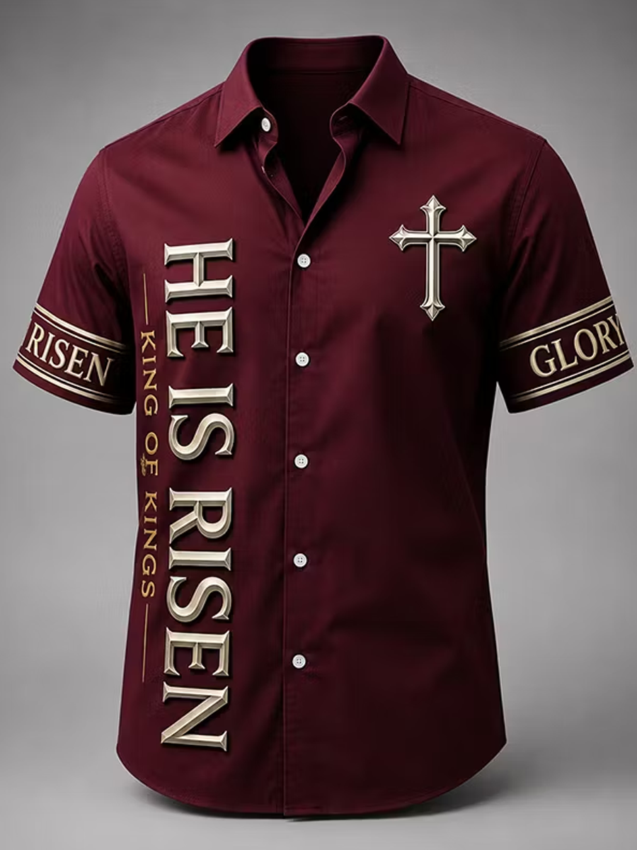 Men'S Faith Cross Printed Casual Shirt