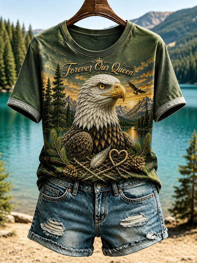 Women's Jackie Memorial Forever in Our Hearts Print Casual T-shirt