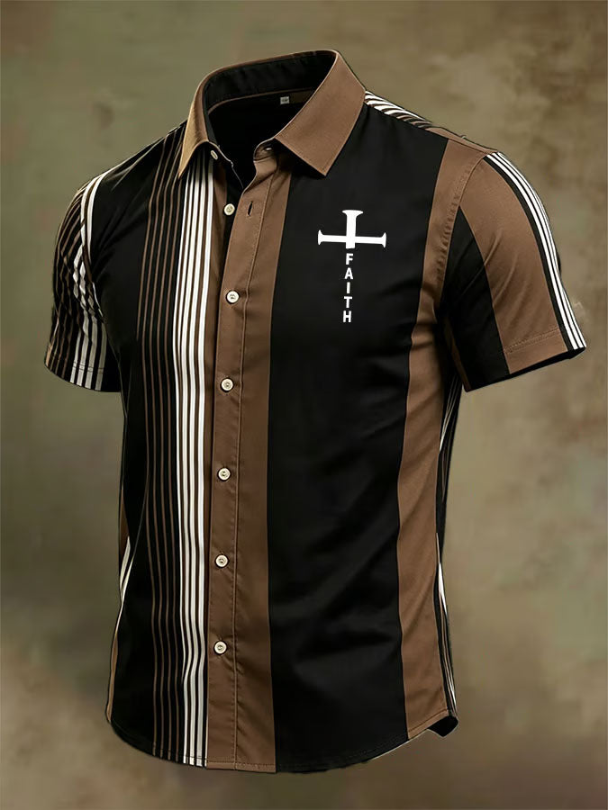 Men's Faith Cross Printed Casual Shirt
