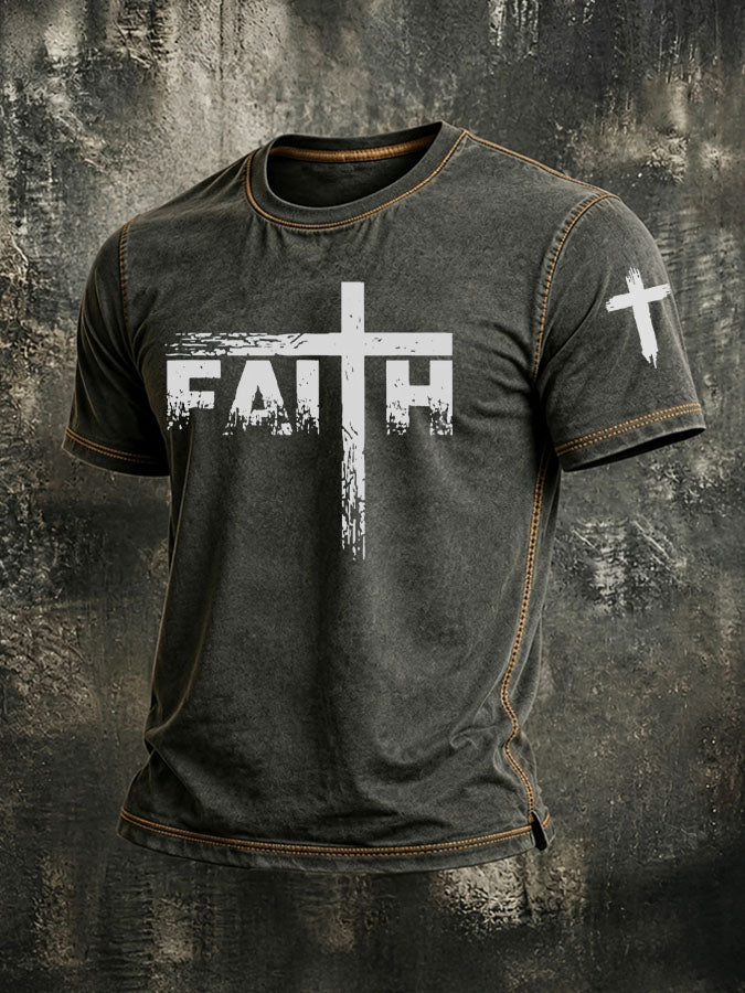 Men's Faith Cross Printed T-shirt