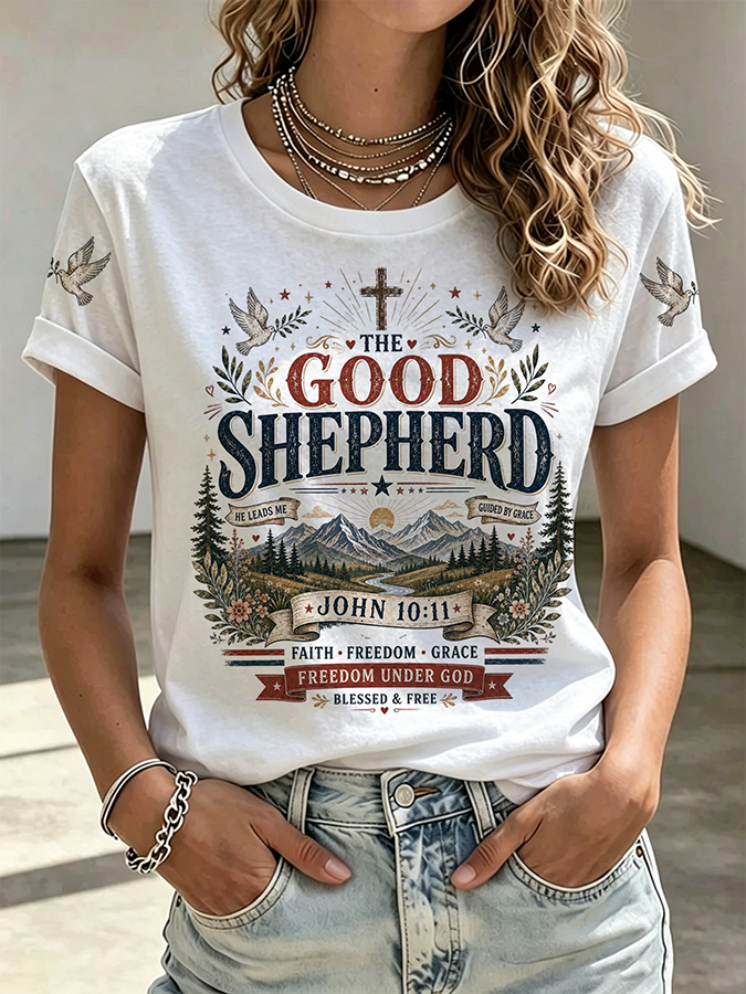 Ladies' Casual Faith Printed Round Neck T-Shirt