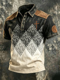 Men'S Western Cross Print Polo Shirt