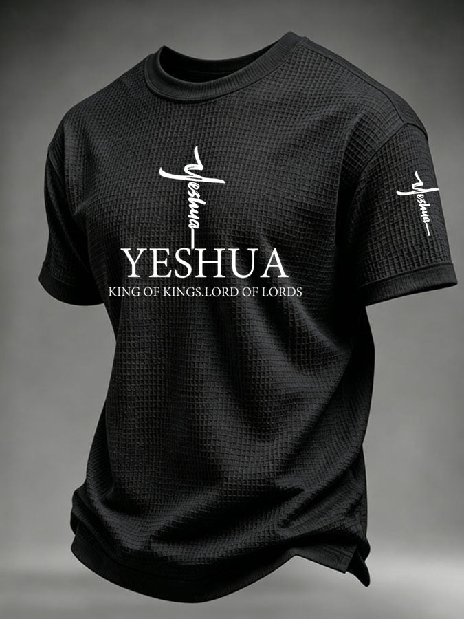 Men's Yeshua Jesus Printed Waffle T-shirt