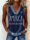 Women'S America Flag Printed Casual Vest