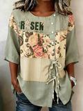 Women's Retro Faith Floral Print Top