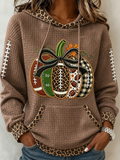 Women's Football Inspired Fall Pumpkin Print Sweatshirt