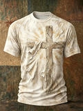 Men'S Faith Themed Round Neck Short Sleeved T-Shirt