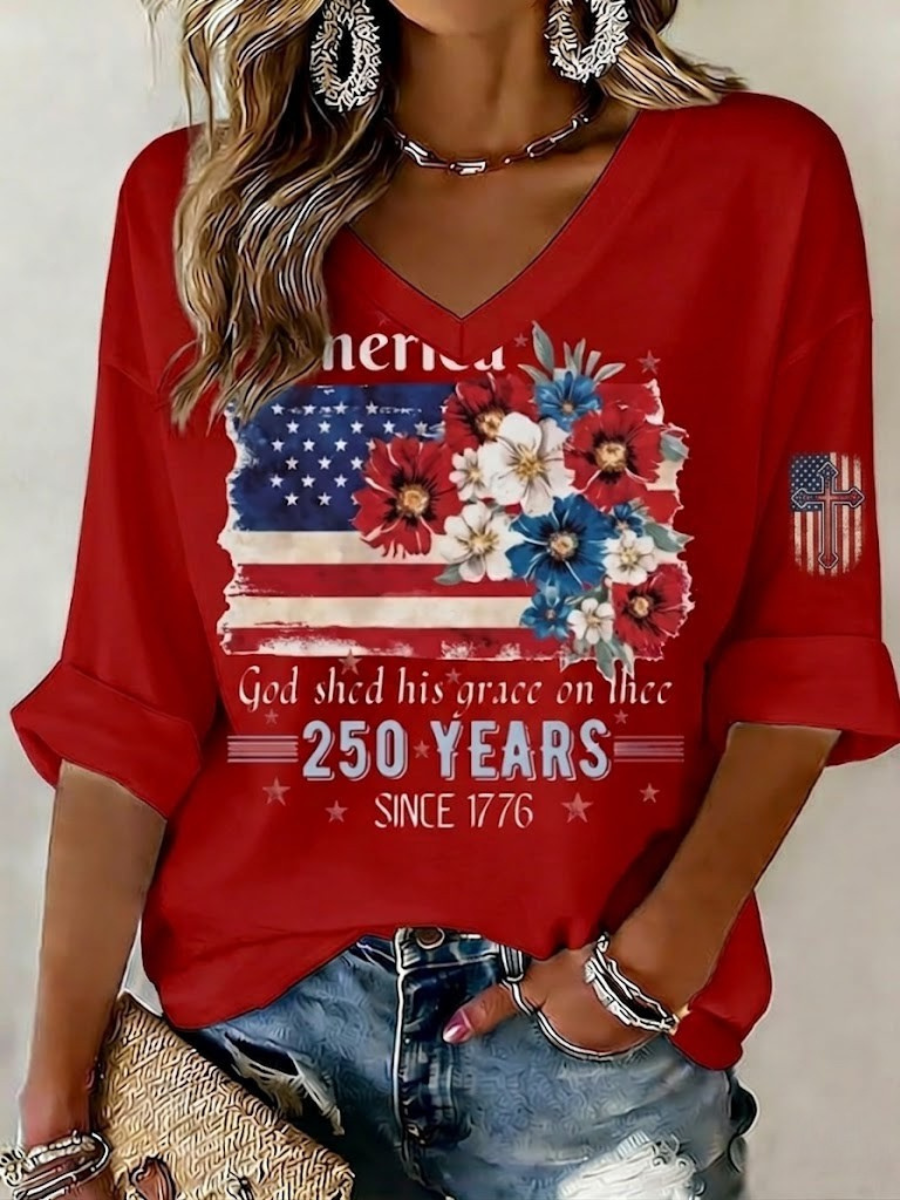 Women'S Retro Independence Day Anniversary Faith Top