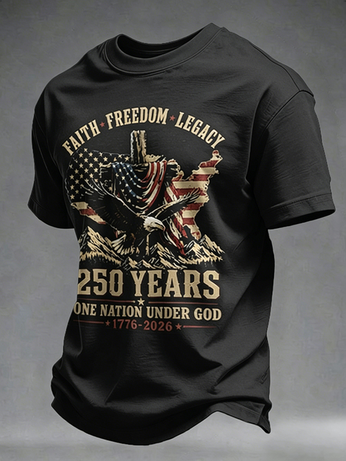 250Th Anniversary Commemorative Faith Printed Round Neck T-Shirt In The United States