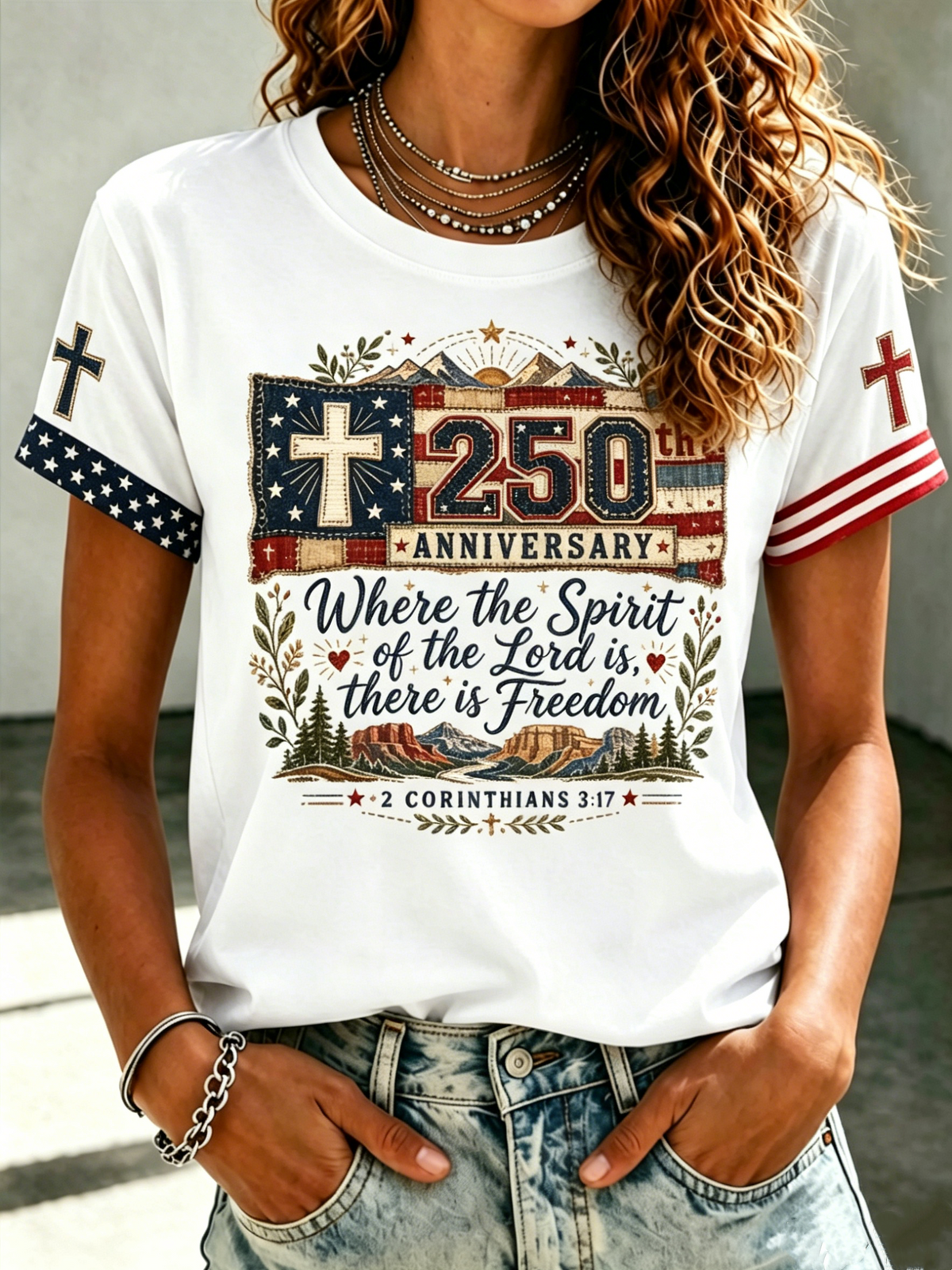 Women'S Religious Faith Floral Art Printed T-Shirt