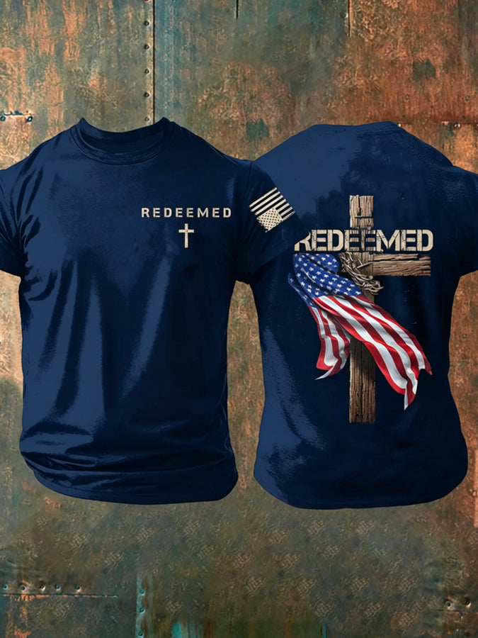 Men'S Faith Cross Flag Printed T-Shirt