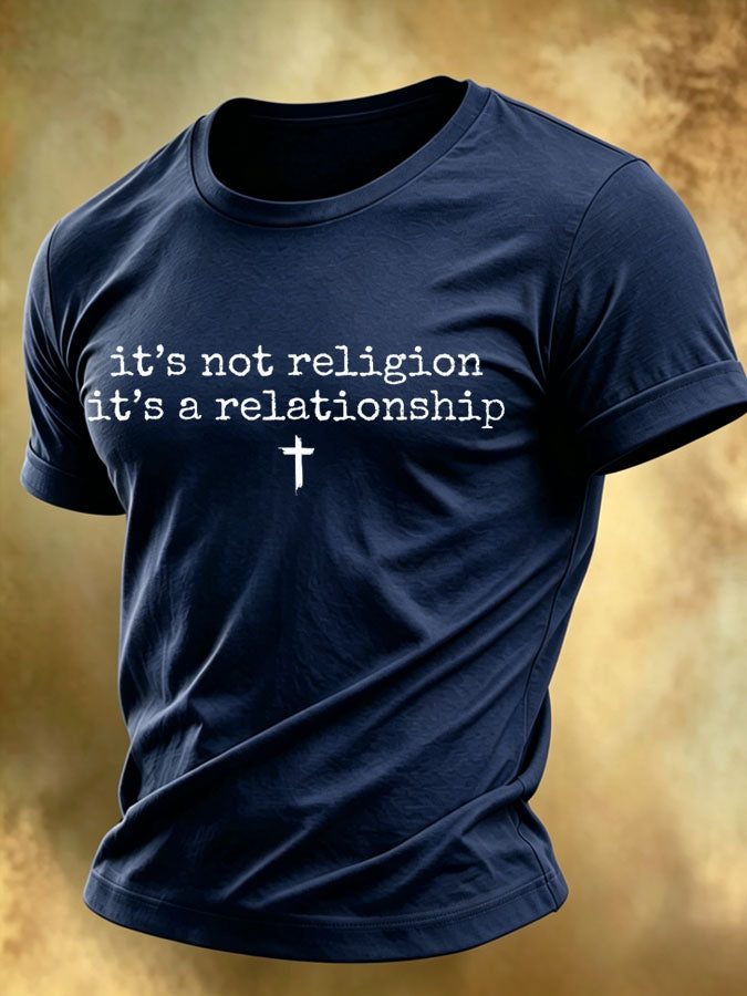 Men's Jesus Cross Printed Casual T-shirt