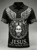 Men's Faith Cross Printed Casual Polo Shirt