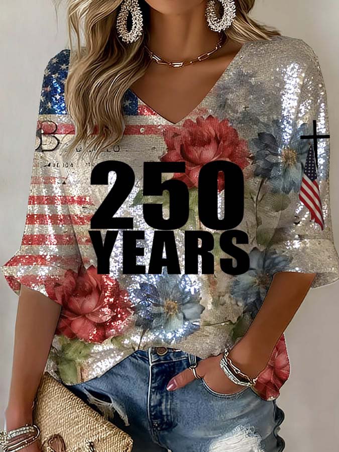 Women'S 250Th Anniversary Cross Casual Printed Top From The United States