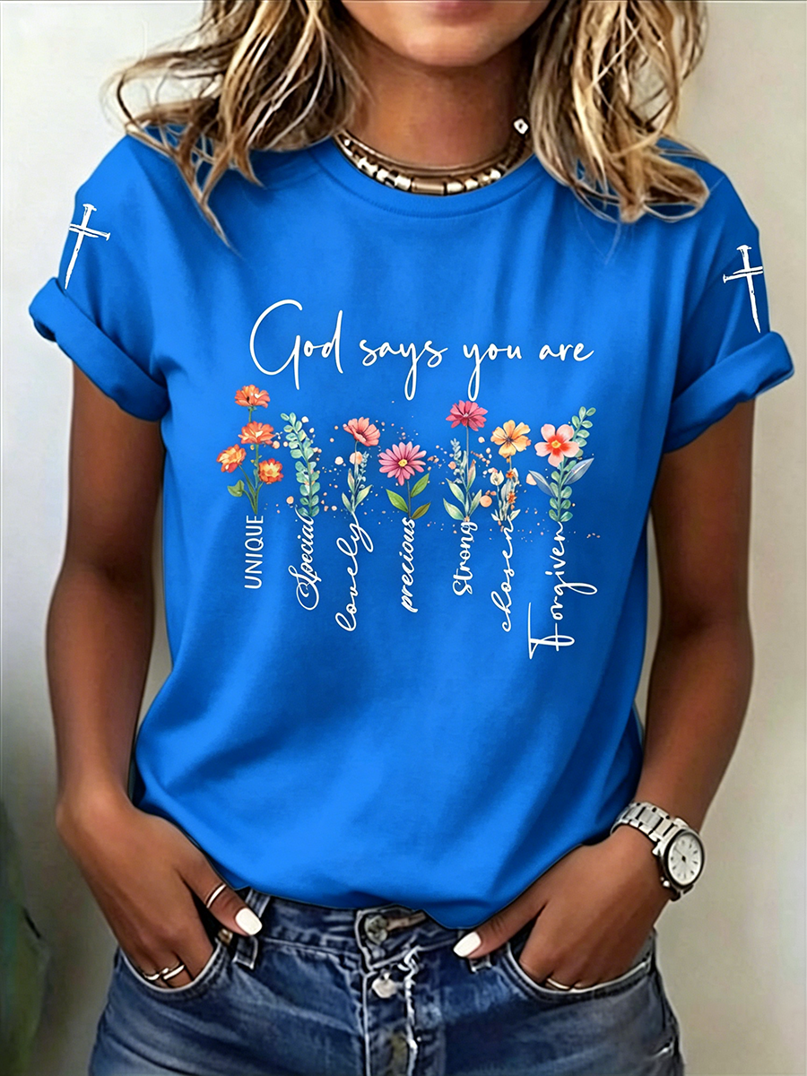 Faith In Jesus Slogan Slogan Commemorative Print Casual T-Shirt