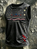 Men'S Retro Independence Day Faith Patriot Crew Neck Tank Top