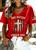 Women'S One Nation Under Gold Printed T-Shirt